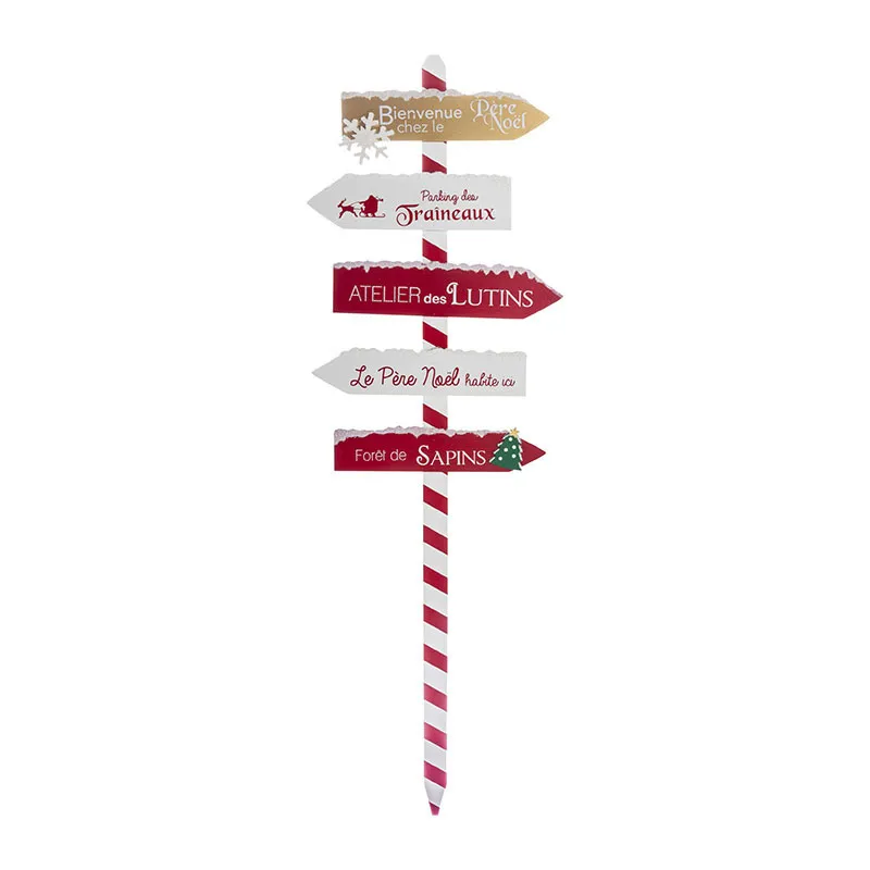 Pancarte Bienvenue chez le Père Noël Rouge/Blanc - 40x1x120cm-0