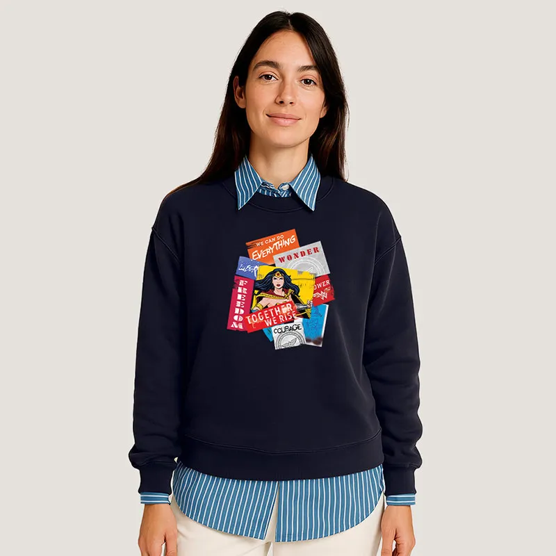 Sweat Femme Wonder Woman Together we rise - Navy-0