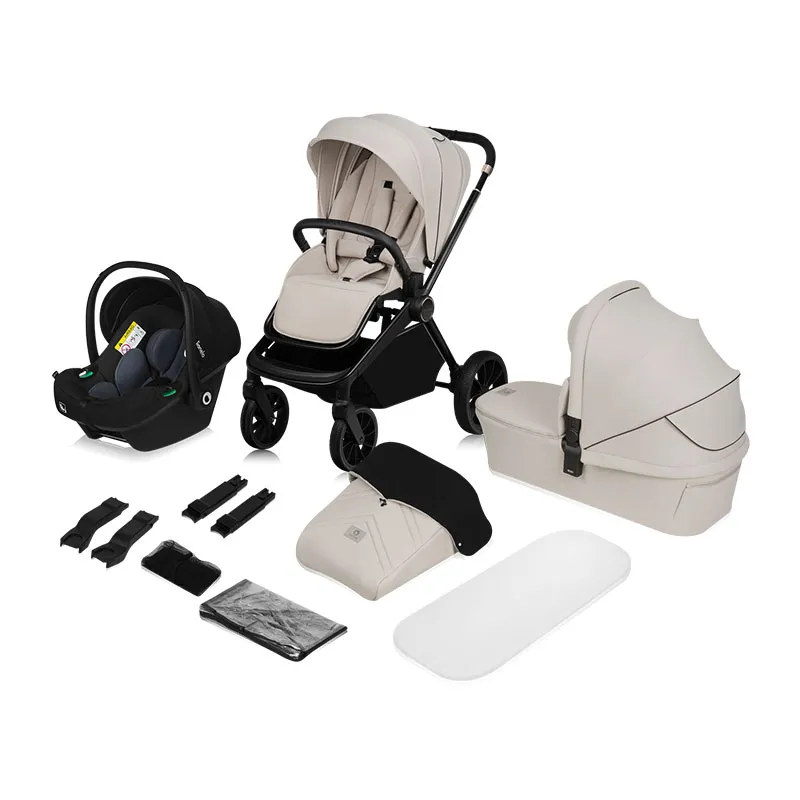 Trio Poussette Mika Plus + Nacelle + Siège-Auto Beige Sand - 0m+-0
