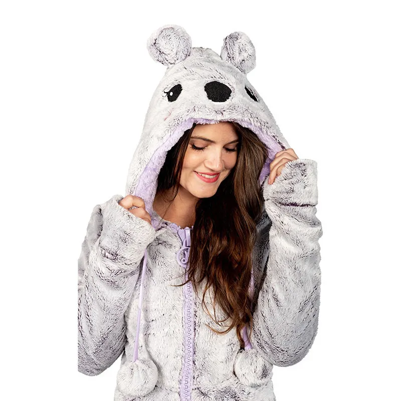 Veste polaire à capuche tête d'animaux Kiara Femme - Violet/Lilas - NIRVANA-3