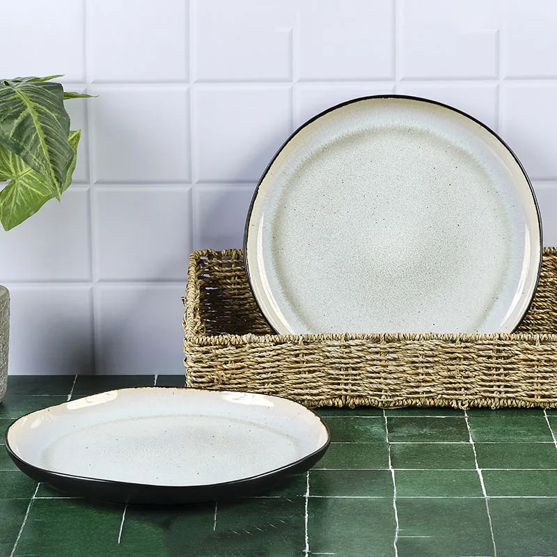 2 Plats de service Iris Blanc ivoire - Ø32cm-0