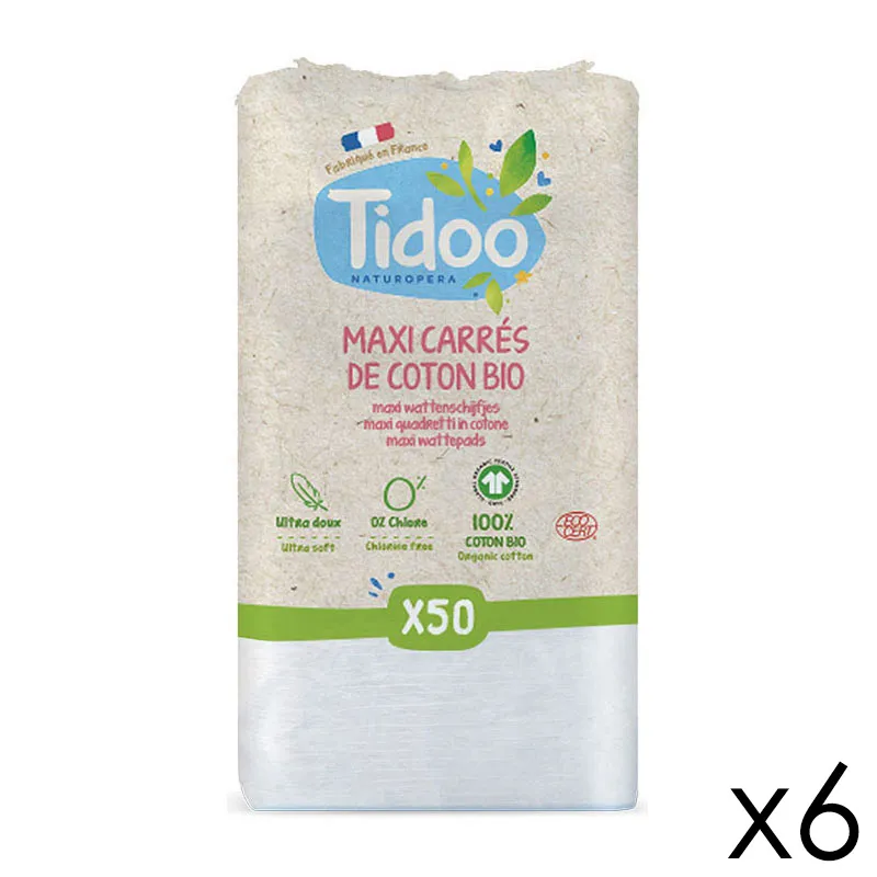 6 Paquets de Maxi-Carrés de Coton Bio - 6x50pcs-1