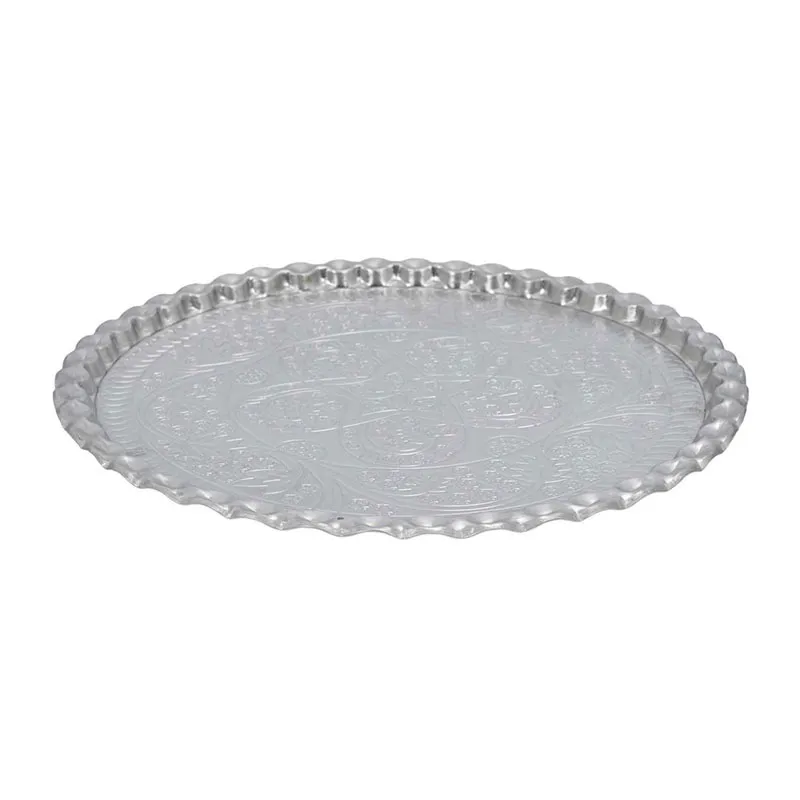 Plateau déco. Métal Argenté - ø47,5cm-1