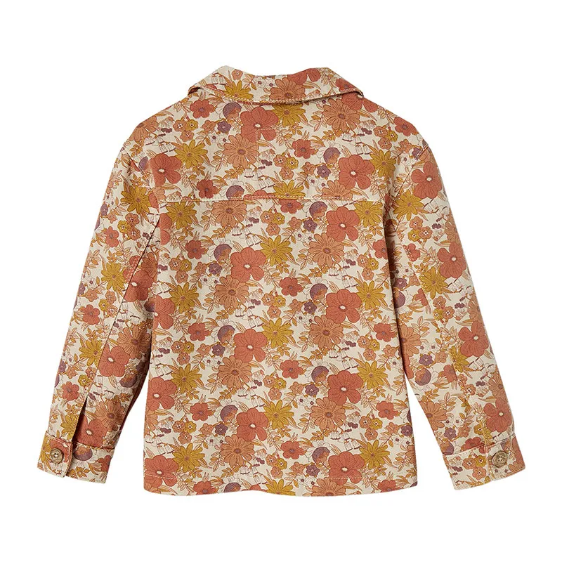 Veste imprimée fleurs fille - Rose-1