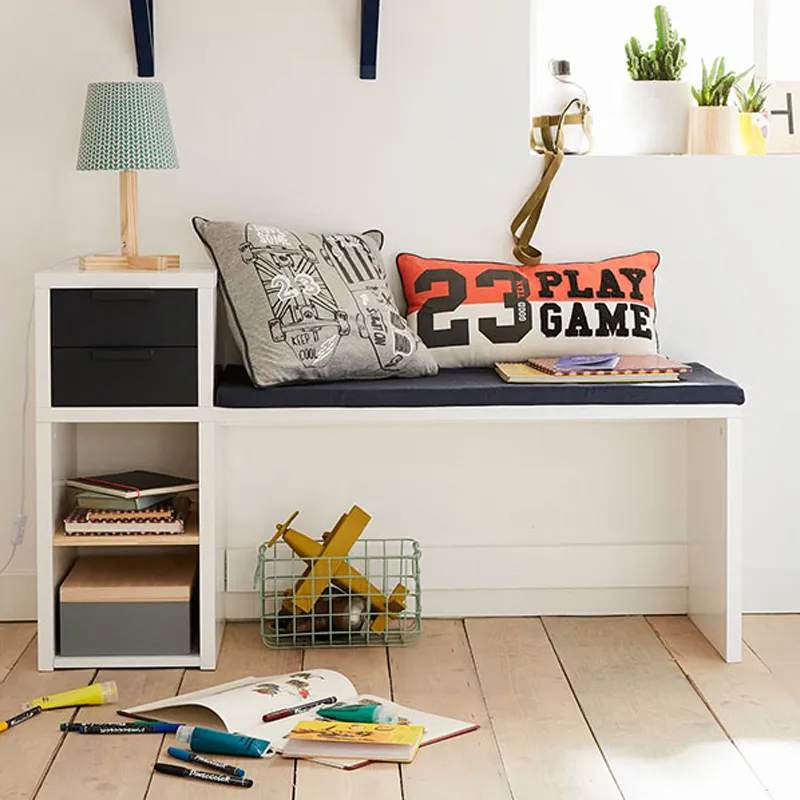 Banc de rangement bicolore - Blanc/Multicolore-0