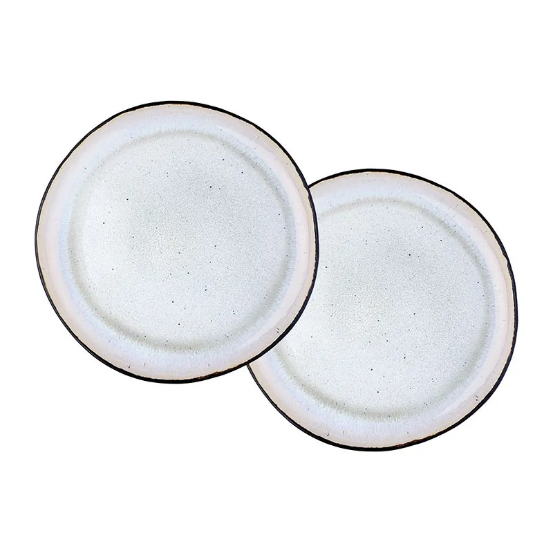 2 Plats de service Iris Blanc ivoire - Ø32cm-1