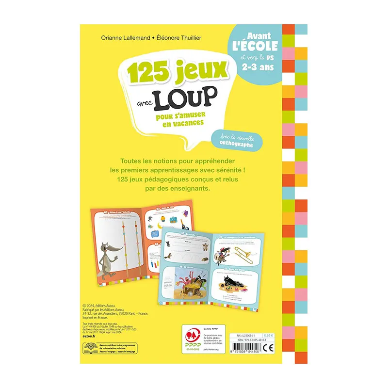 125 jeux avec Loup Vers la petite section - 24m+-5