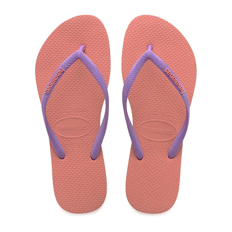 Tongs Enfant Slim Brasil Logo Havaianas - Corail - SOLDES - HAVAïANAS & CROCS - 48H-0