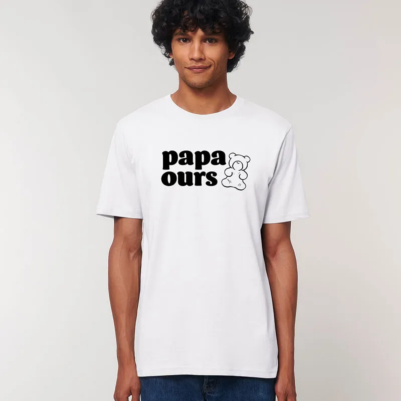 T-shirt Homme Papa ours 4 waf BIO - Blanc-0