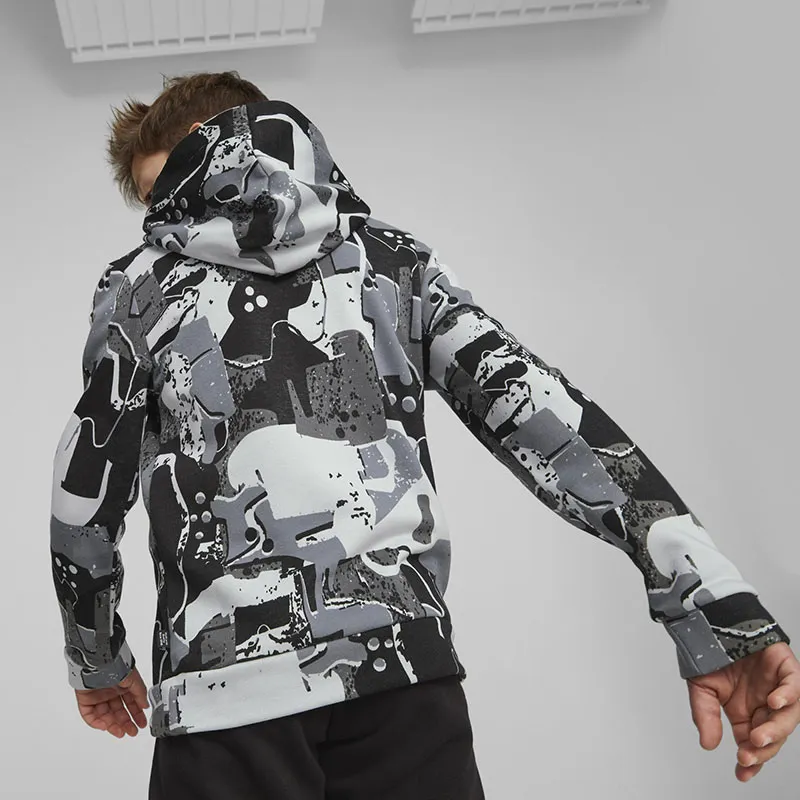 Sweat à capuche Garçon Essential Art AOP Puma - Noir-3