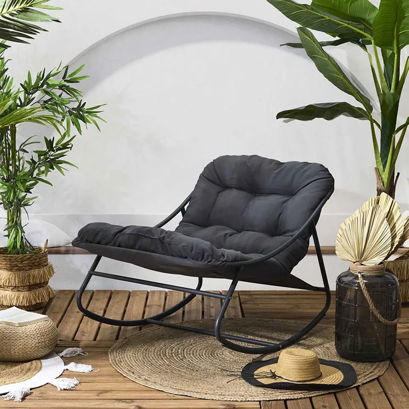 Fauteuil à bascule tenerife Gris - 78x108x73cm-1