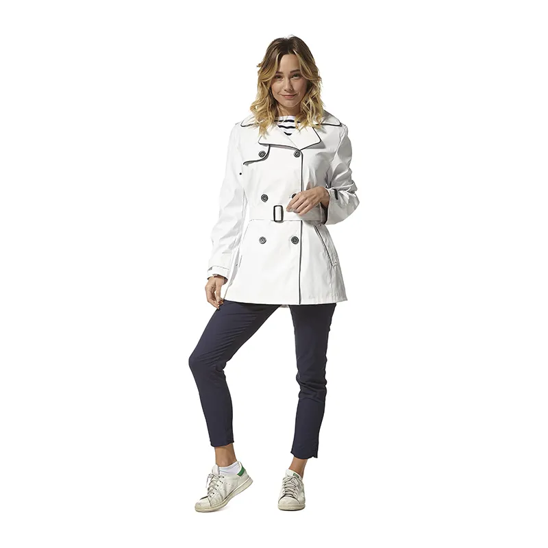 Trench coat Capuche amovible Femme - Blanc-0