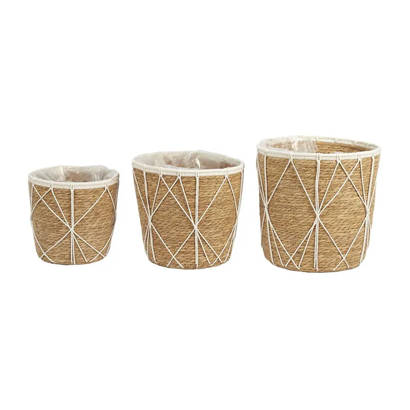 3 Paniers cache pot Tressé Gigogne Beige - 35cm-1
