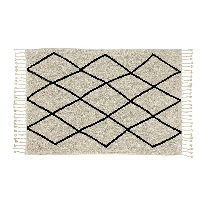 Tapis Coton Berbère Naturel/Noir - 200x140cm-1