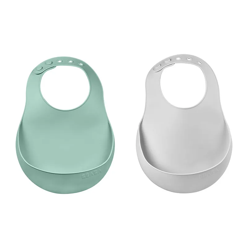 2 Bavoirs Silicone Green/Mist - 4m+-0