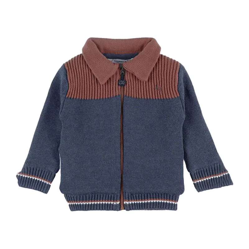 Cardigan zippé Tricoloudoux - Marine/Marron-0