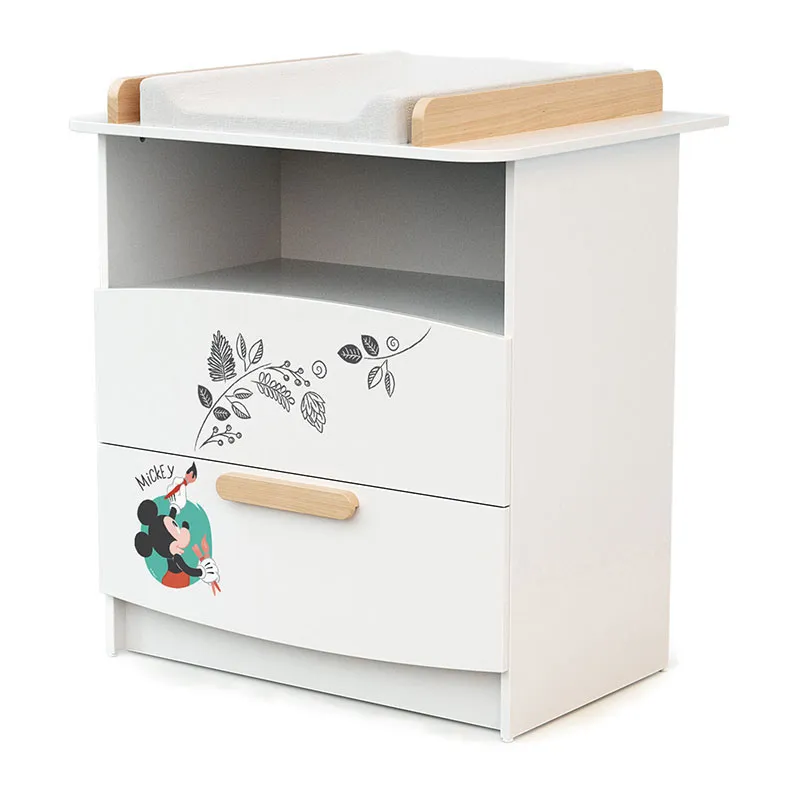 Meuble à langer Disney Mickey Blanc/Naturel - 79x65x92cm-0
