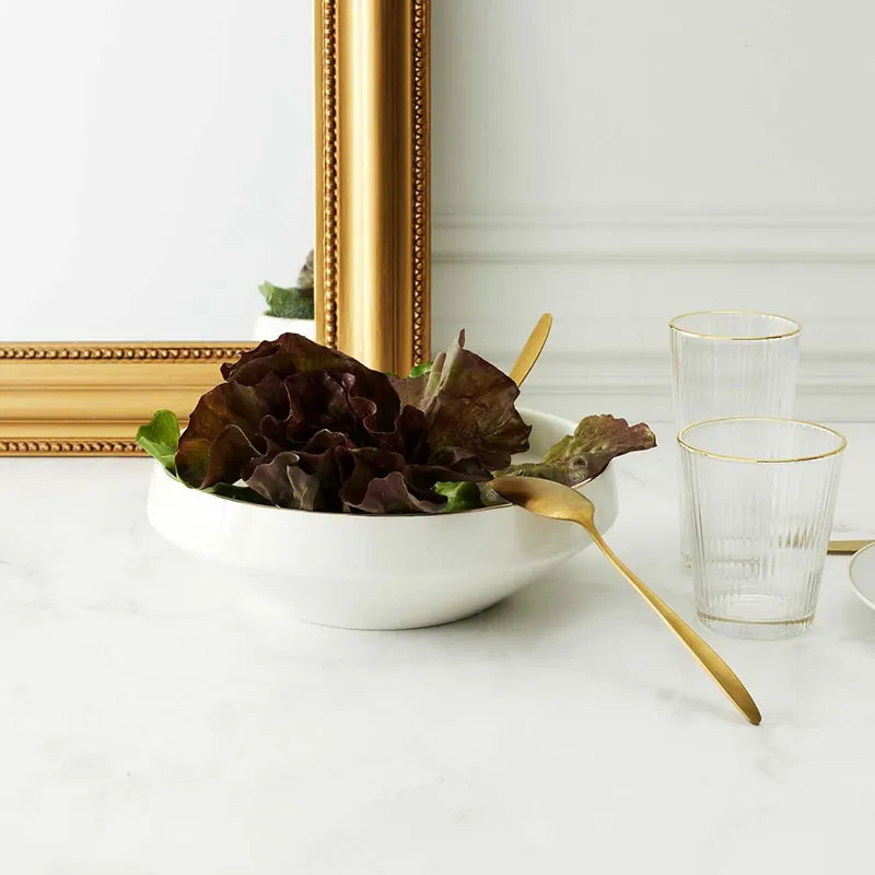 Saladier en porcelaine liseré Doré - Ø25cm-2