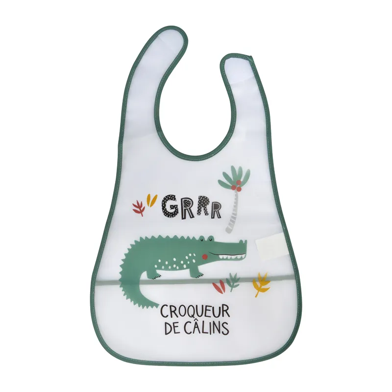 Bavoir Scratch + Poche récupérateur Crocodile Savane - 45x28cm-0