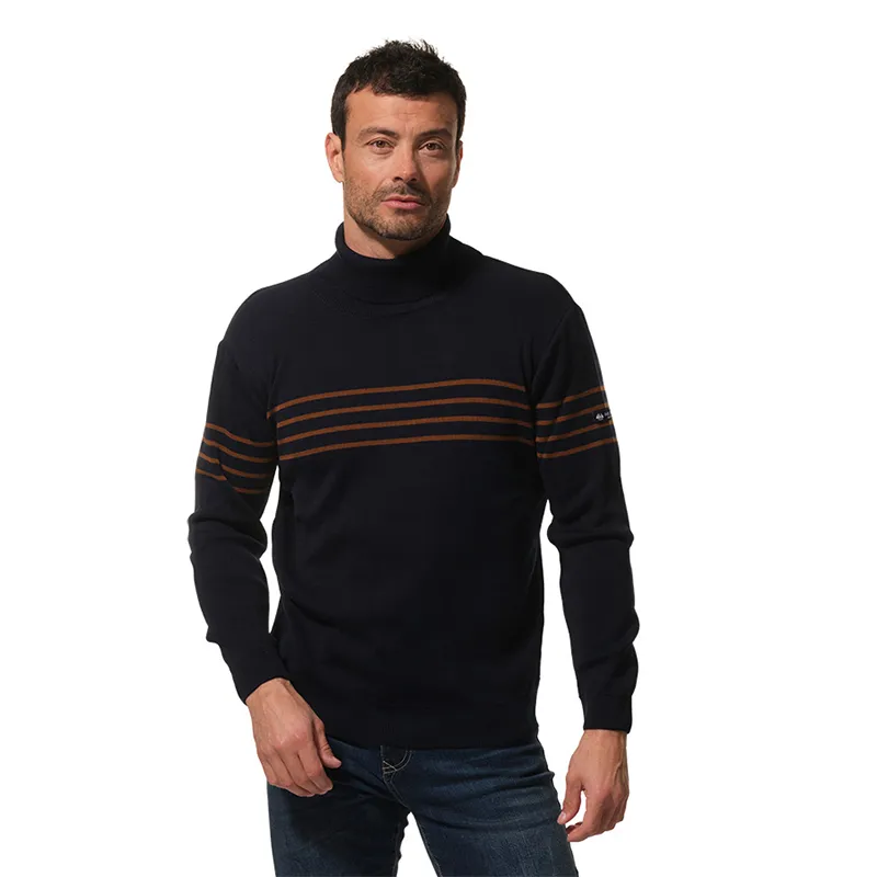 Pull Col roulé Homme - Marine/Ambre-0