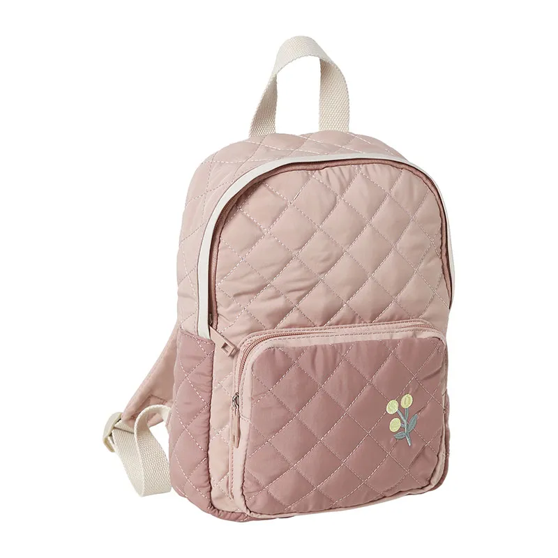 Sac à dos matelassé maternelle fille - Rose Pâle-2