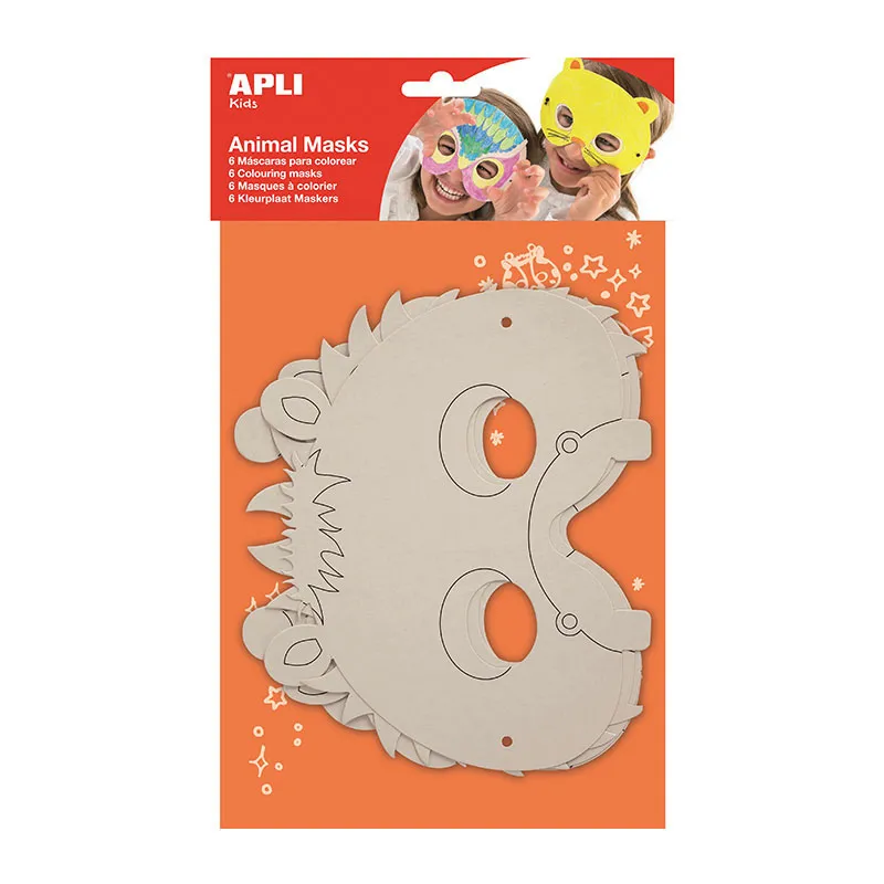 6 Masques en carton à décorer Animaux - 36m+-0