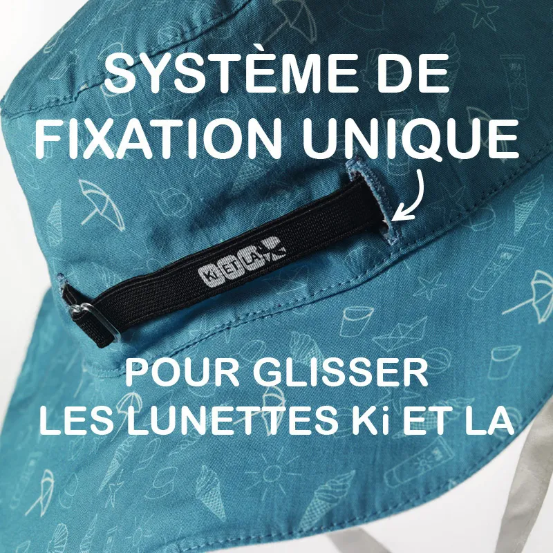 Chapeau Anti-UV réversible Swimming pool - Bleu-4