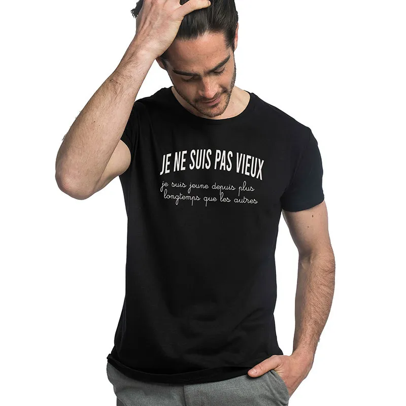 T-shirt Homme Je ne suis pas vieux, je suis jeune depuis plus longtemps que les autres BIO - Noir-0