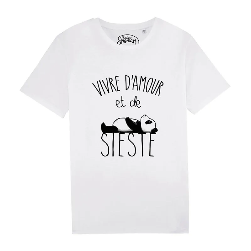 T-shirt Homme BIO Vivre d'amour et de sieste - Blanc-0