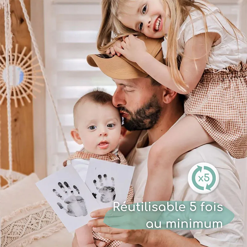 3 Kits d’empreintes Bébé mains & pieds + Cadre Trio Love Beige Offert-3