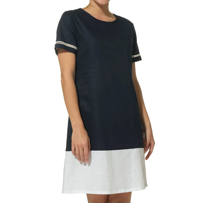 Robe MC Chimere Femme - Marine/Blanc-0