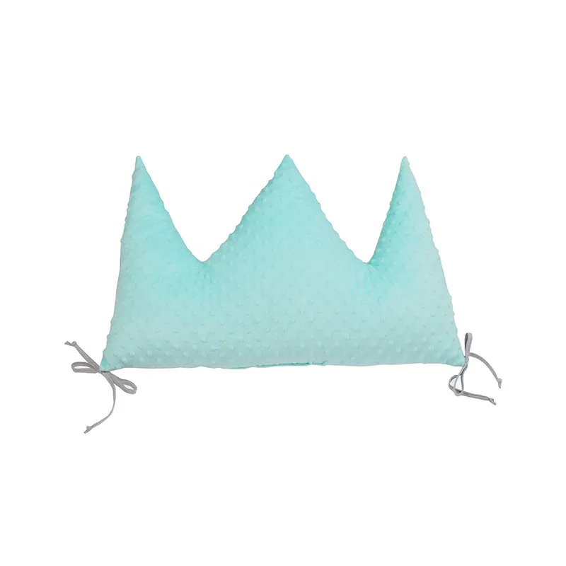 Tour de lit tressé + Coussin Menthe/Blanc/Gris - 160cm-1