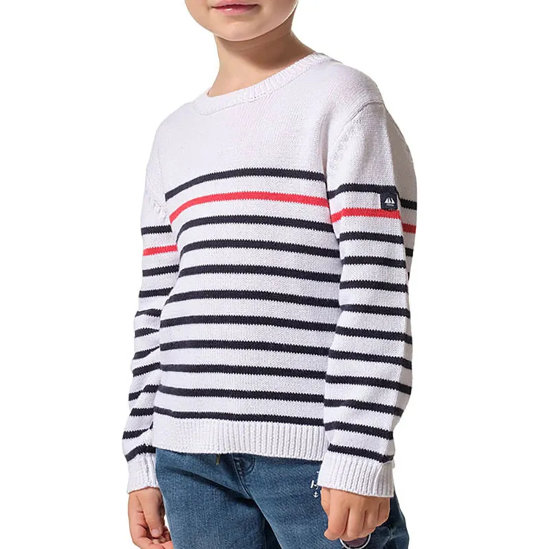 Pull col rond Capitaine Caboteur Garçon - Marine/Blanc/Rouge-0