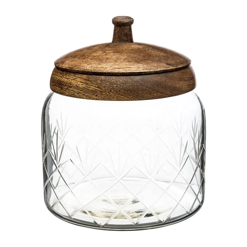 Bonbonnière verre couvercle Manguier - Ø16cm-0