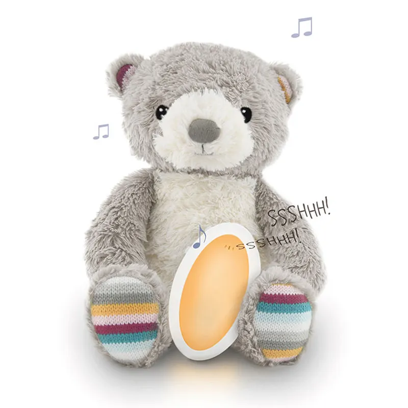Peluche veilleuse musicale Bruno l'Ours - Gris-0