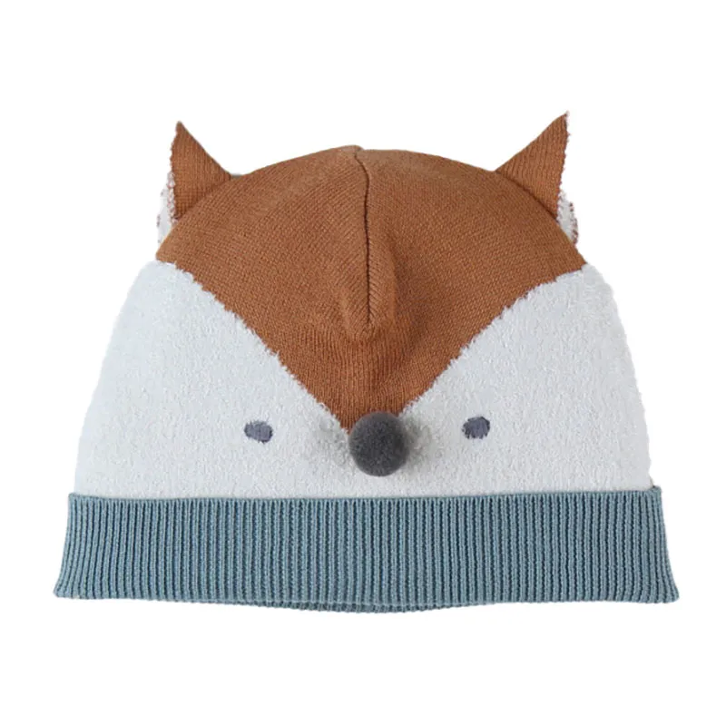 Bonnet en tricot Renard - Bleu-0