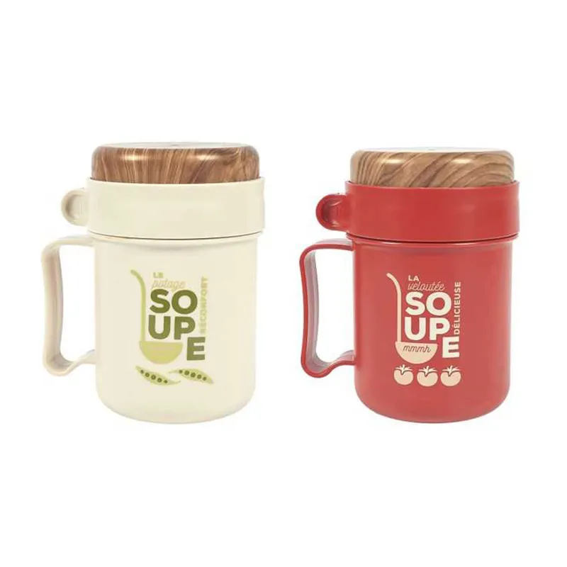 Mug & cuillere à soupe transportable Aléat. - 50cl-0