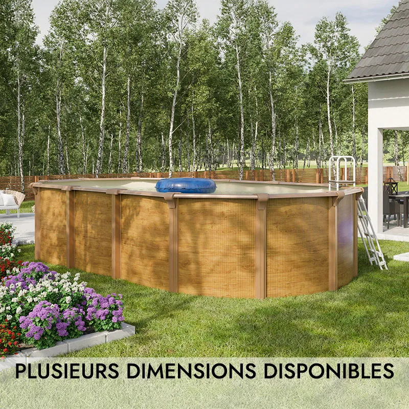 Piscine métal hors sol aspect Bois - Plusieurs Dim. Disponibles-2