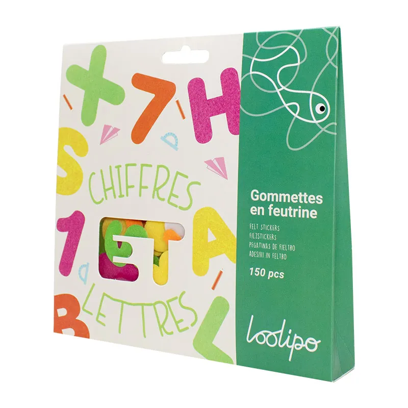 Gommettes feutrine Chiffres/Lettres 150pcs - 3+-3