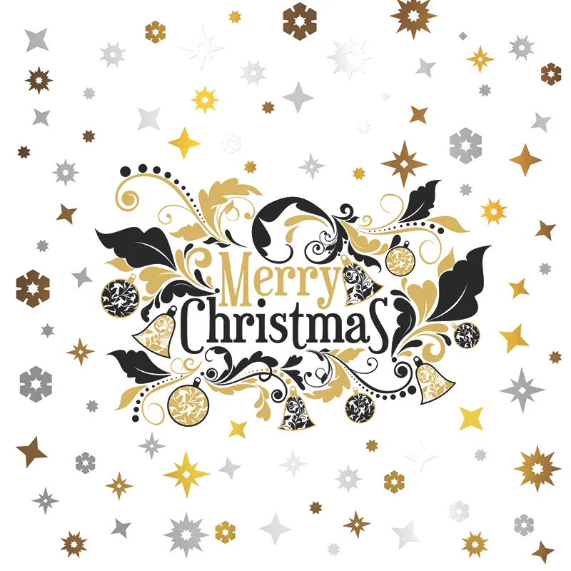 Stickers - Joyeux Noël + flocons métalisés-2
