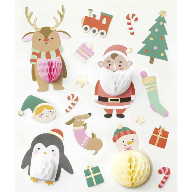 Autocollants boule en papier Noël - 17pcs-2