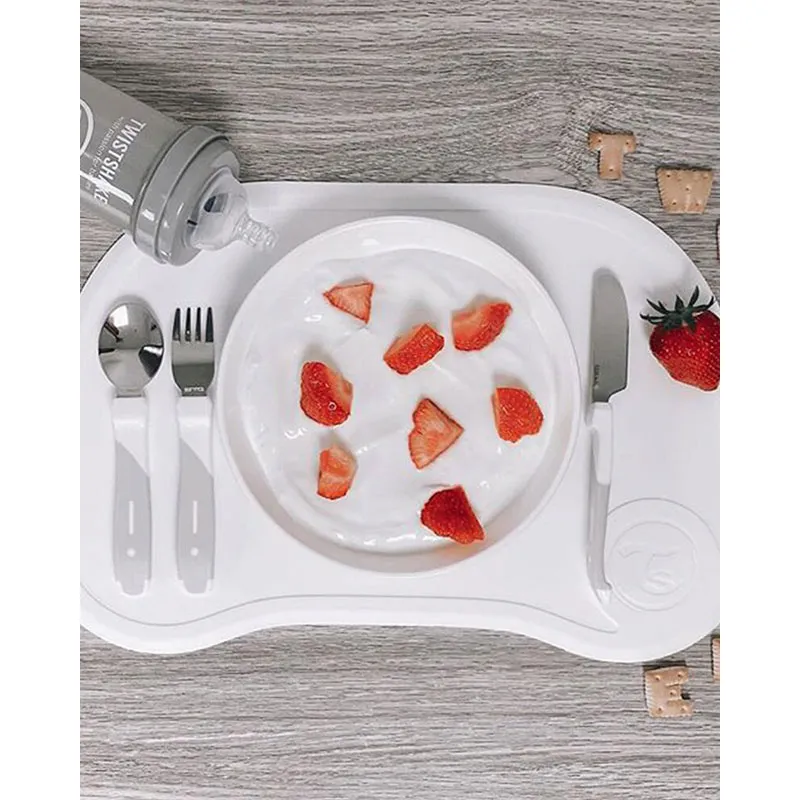 Plateau + Assiette antidér. Click Mat Blanc - 6m+-3