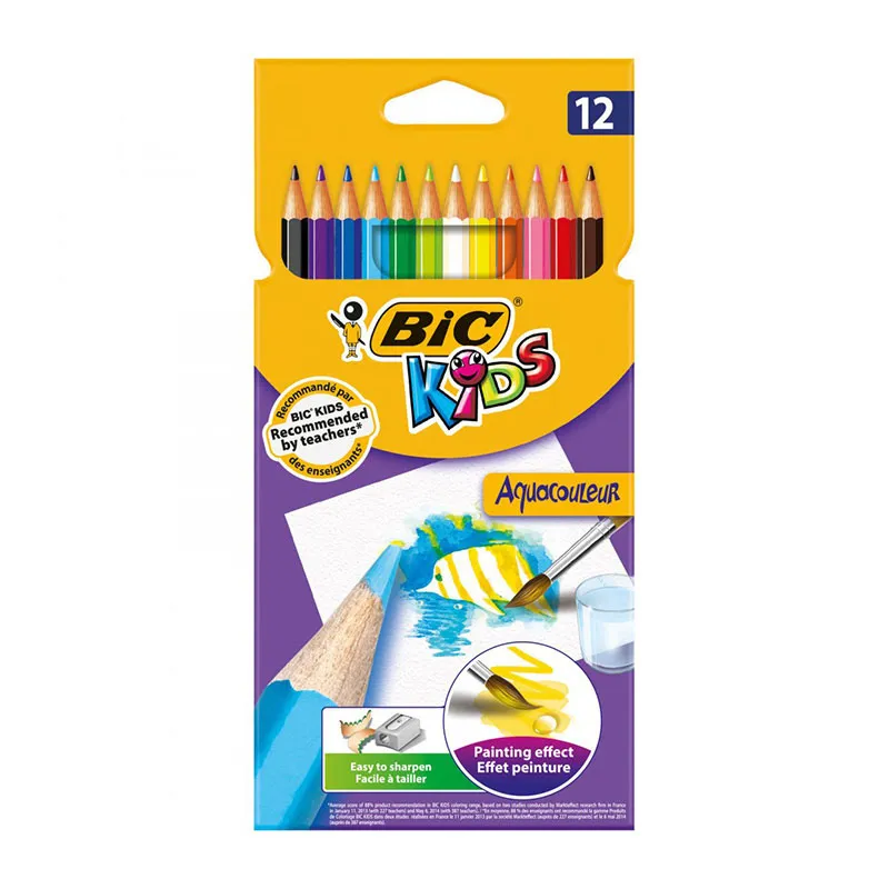 Crayons de couleurs Kids Aquacouleur - 12pcs - BIC-0