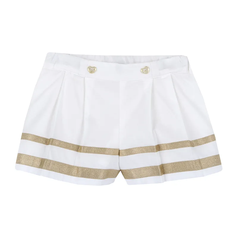 Short Plissé - Blanc/Doré-0