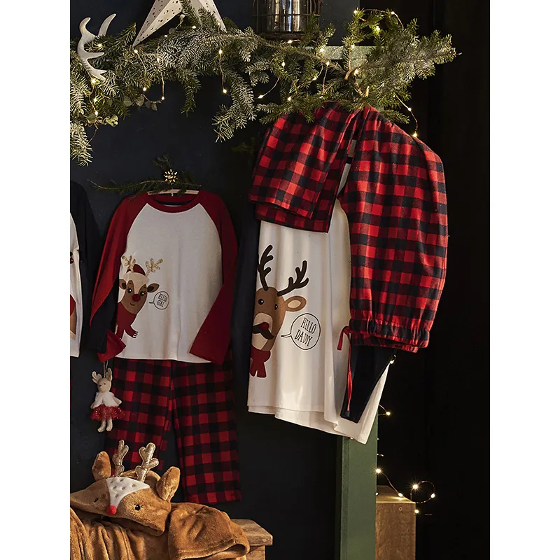 Pyjama Homme Renne de noël - Rouge/Marine/Écru-4