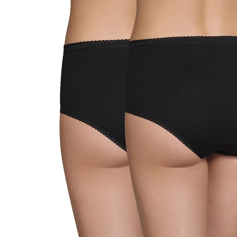 2 Culottes Midi Coton stretch - Noir - PLAYTEX-1