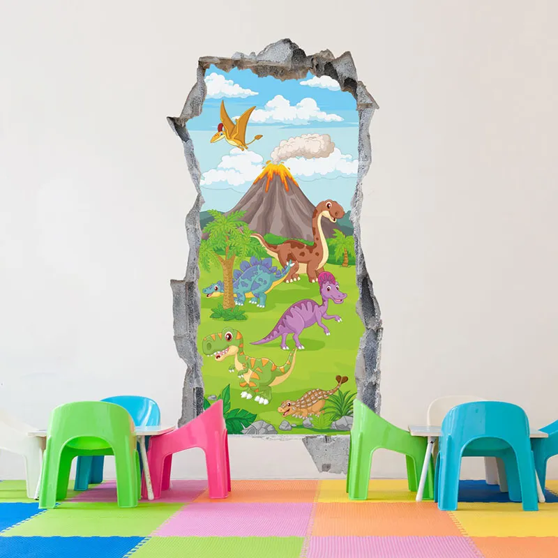 Stickers - 3D trompe l'oeil Dinosaures-0