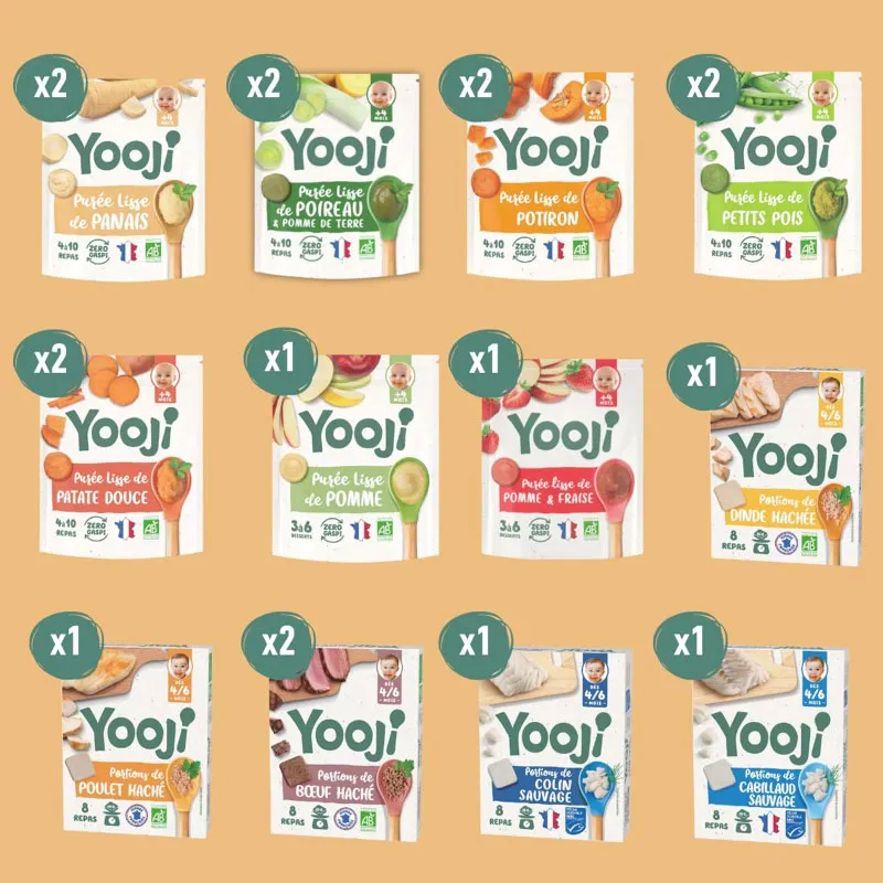 Pack Diversification alimentaire - purée légumes/fruits & protéines BIO - 4m+-1