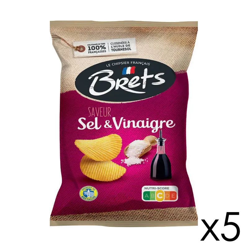 5 paquets de Chips Bret's Sel et vinaigre - 125gr-0