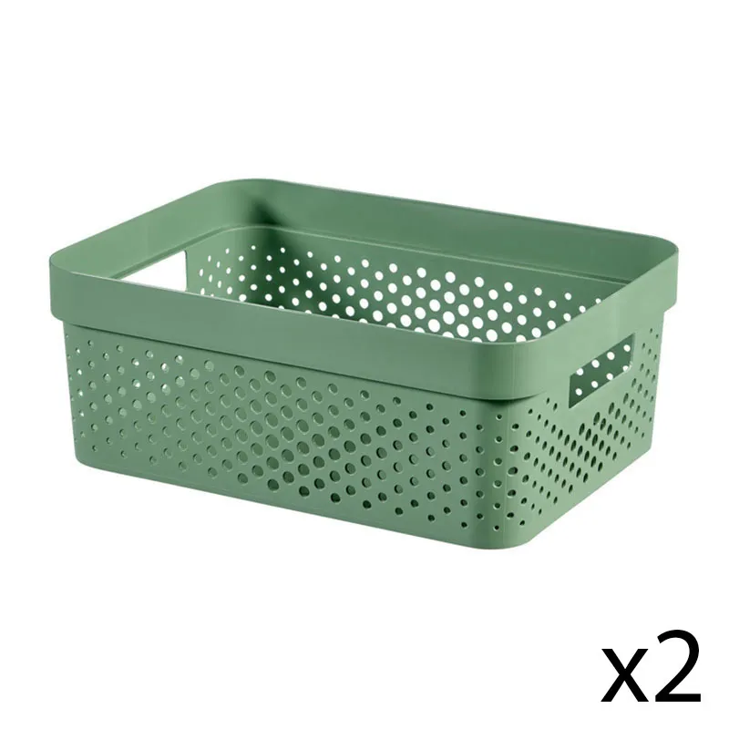 2 Paniers Infinity dots recyclé Vert - 11L-0